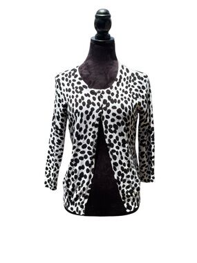 Joseph A Dalmatian Polka Dot Striped Cardigan PM Black White Mixed Print